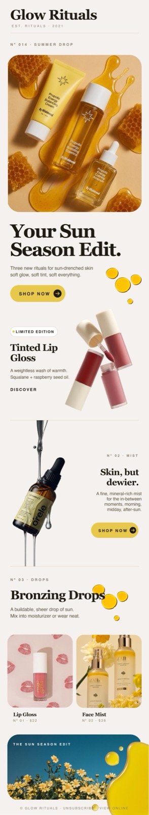 Email & Newsletter Design, Glow Rituals (Concept)